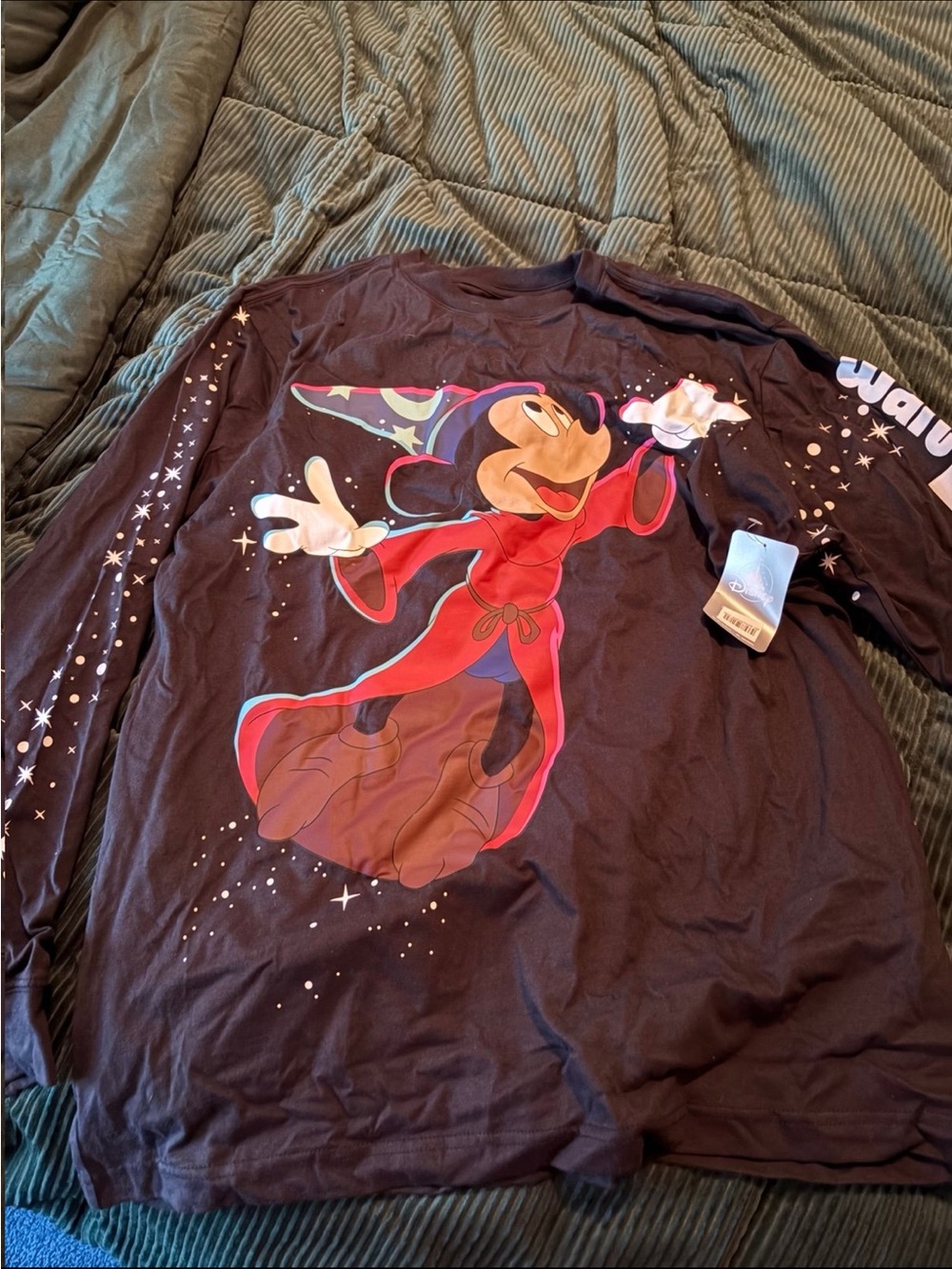 Disney Mickey Sorcerer Graphic Long-Sleeve Tee - Black with Red & Blue Accents